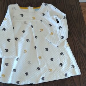 White Quilted Dress with Hedgehog Pattern
